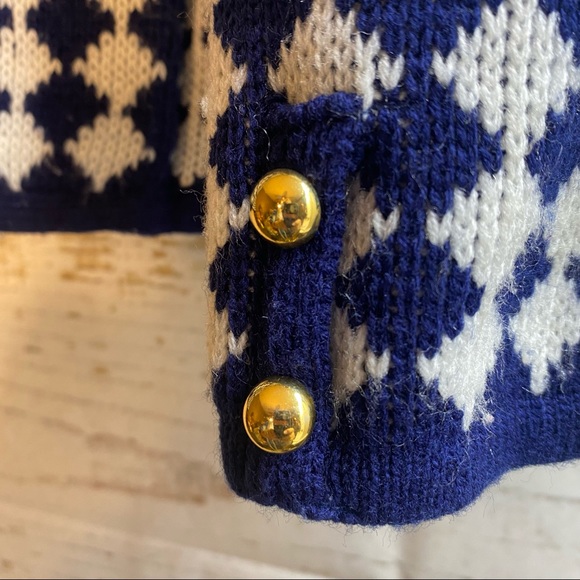 HASTING AND SMITH CHECKERED SWEATER Size Medium in Navy and White - Picture 10 of 12
